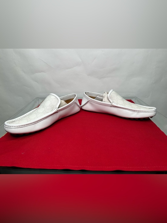 Gucci Loafers Drivers Leather White GG  Monogram Slip On Loafers main image 5